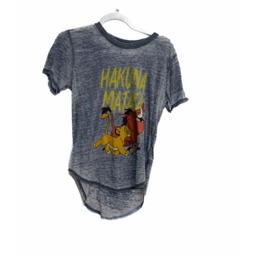 Disney Womens Gray Polycotton T-Shirt Hakuna Matata The Lion King Short Sleeve M